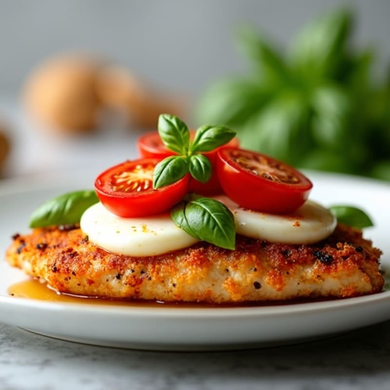 Crispy Chicken with Fresh Tomato, Basil, and Melted Mozzarella