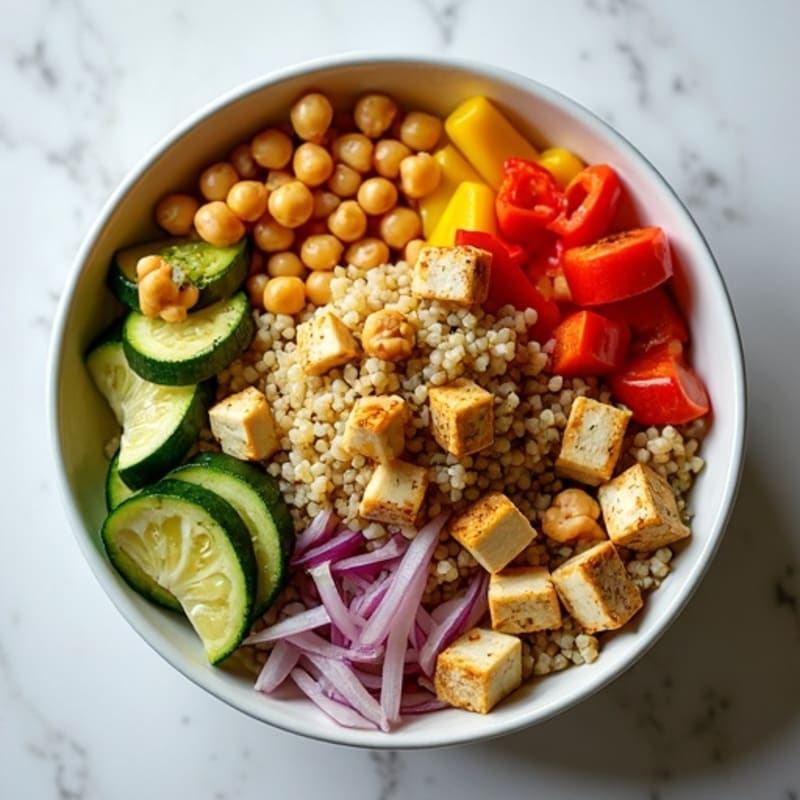 Roasted Chickpea and Vegetable Power Bowl with Creamy Lemon-Tahini Dressing