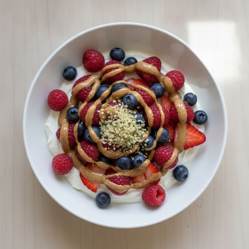 Silky Greek Yogurt Protein Bowl with Mixed Berries