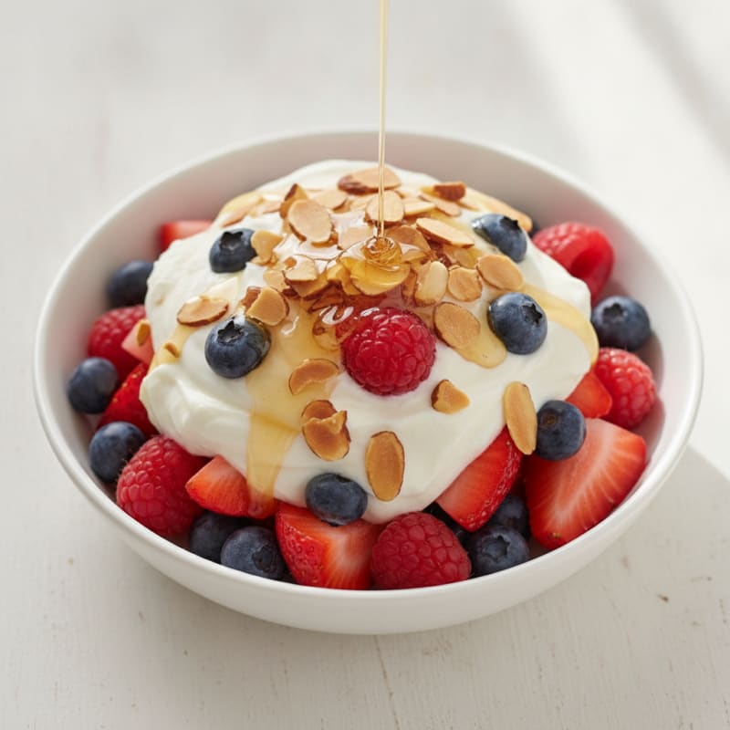 Creamy Greek Yogurt Parfait with Berries and Almonds