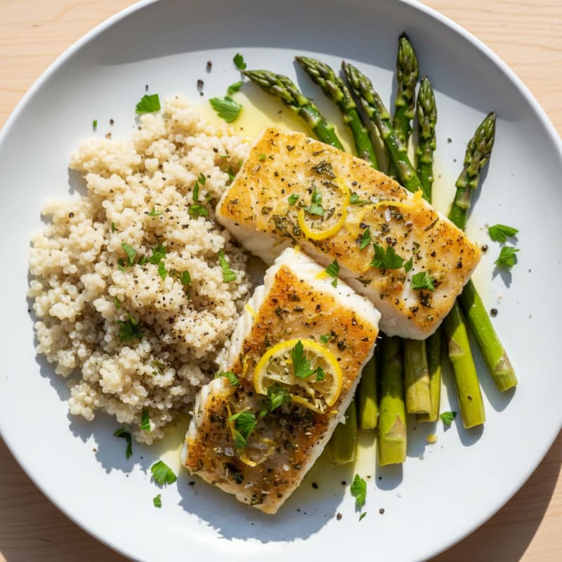 Lemon Herb Baked Cod with Asparagus