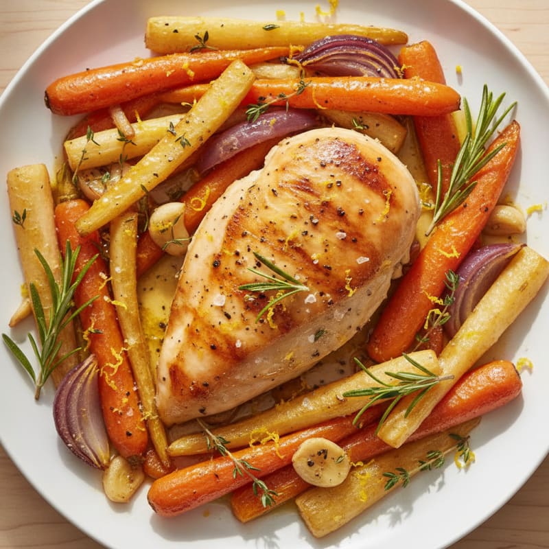 Lemon Herb Roasted Chicken with Root Vegetables