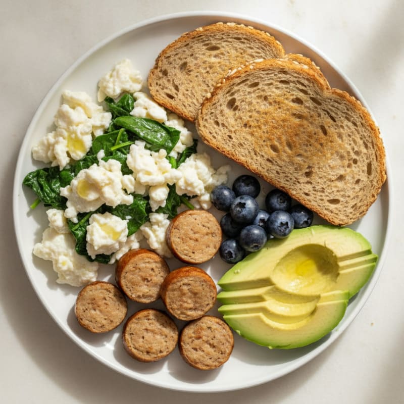 Egg White Scramble with Spinach and Turkey Sausage