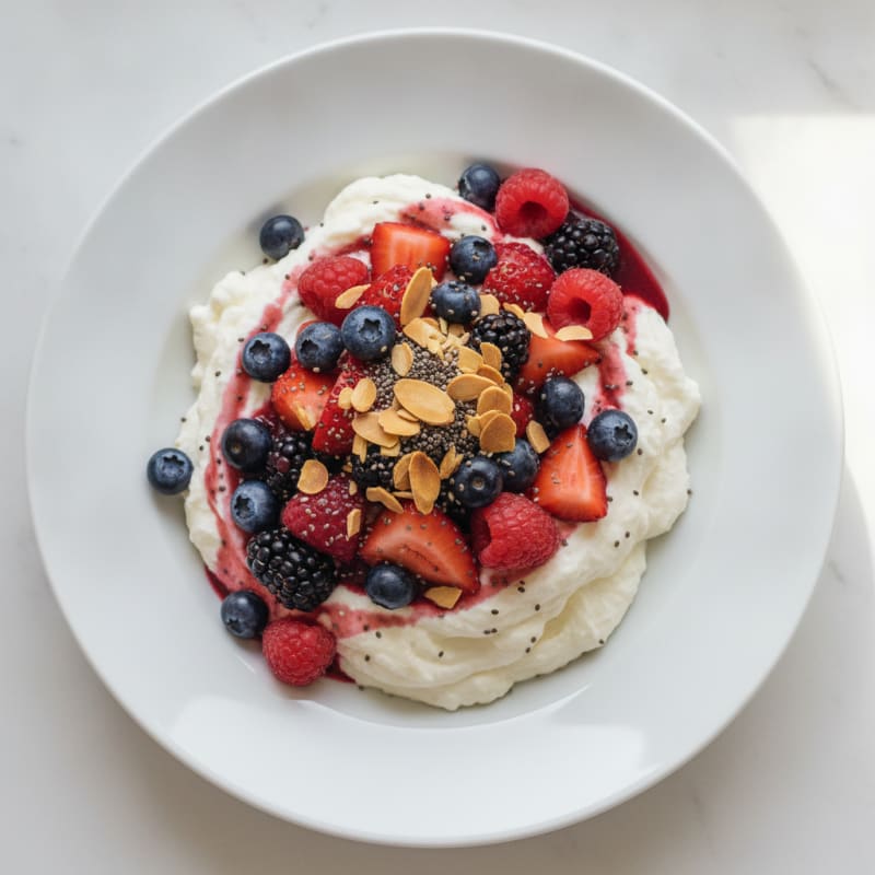 Greek Yogurt Protein Mousse with Mixed Berries