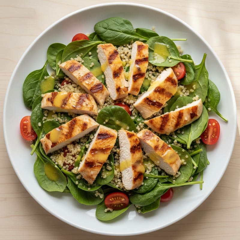 Grilled Chicken and Quinoa Salad with Spinach