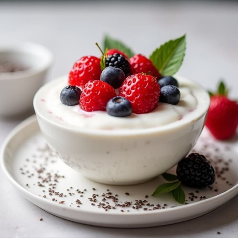 Creamy Greek Yogurt Protein Pudding with Fresh Berries