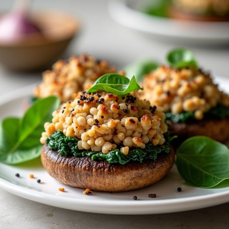 Portobello Mushrooms Stuffed with Savory Ground Turkey and Spinach