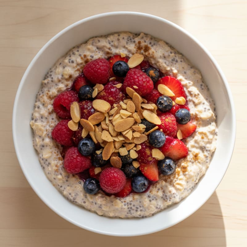 Berry-Almond Overnight Oats with Chia
