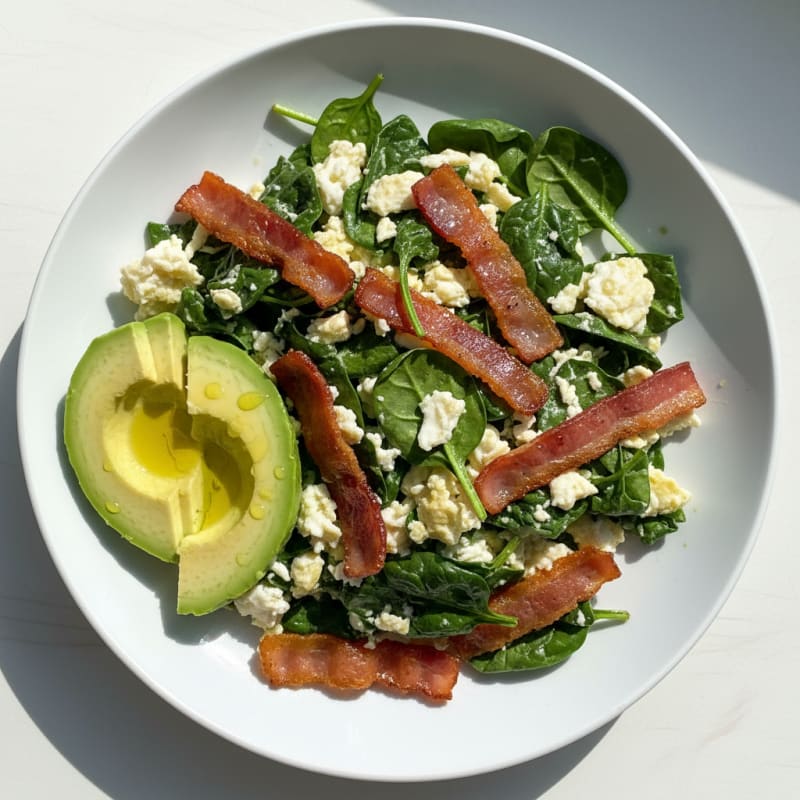Egg White Scramble with Spinach and Turkey Bacon