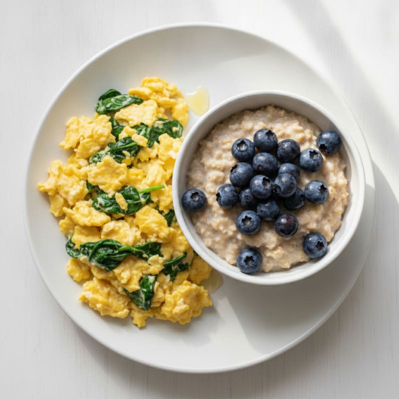 Hearty Scrambled Eggs and Oatmeal