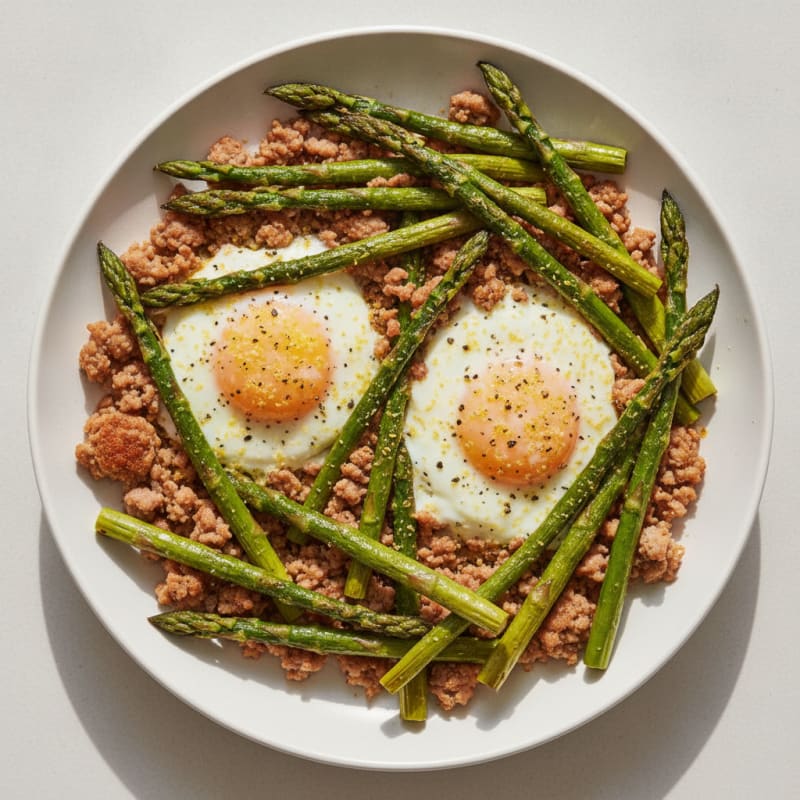 Baked Eggs with Roasted Asparagus