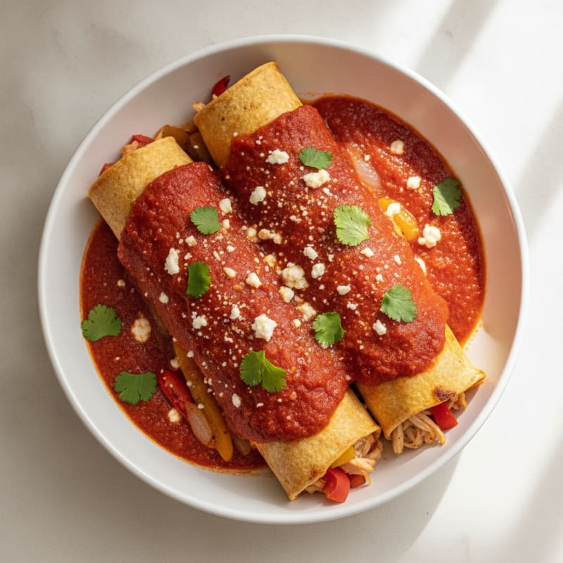 Chicken Enchiladas with Red Chili Sauce
