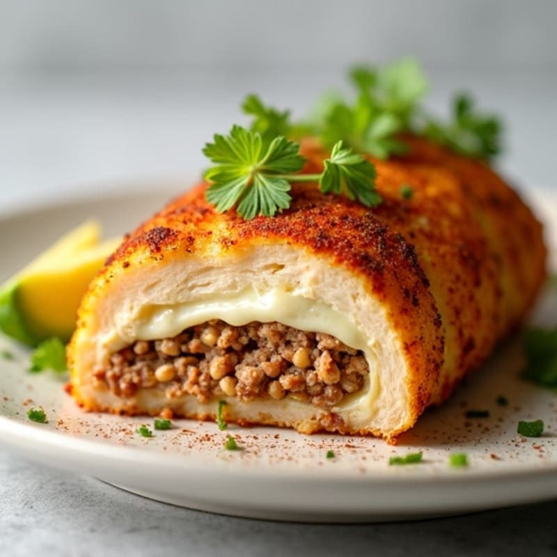 Crispy Baked Chicken Stuffed with Savory Lean Meat
