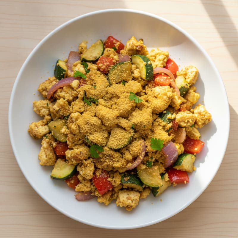 Egg and Tofu Scramble with Roasted Vegetables