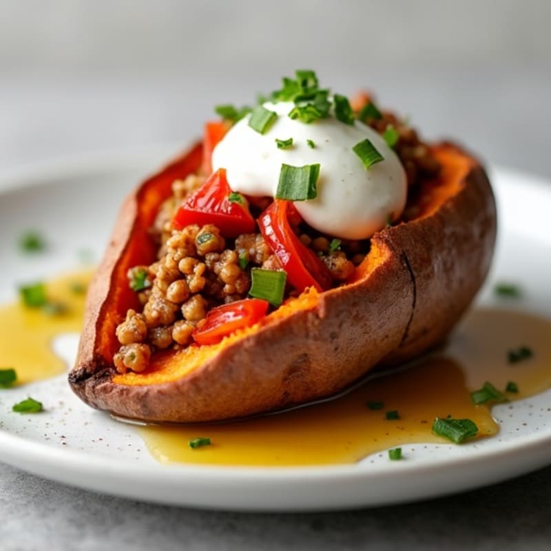 Hearty Cinnamon-Spiced Ground Turkey Stuffed Sweet Potatoes