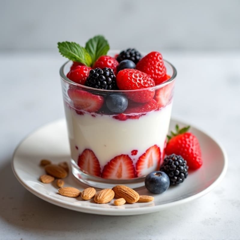 Greek Yogurt Protein Parfait with Mixed Berries and Almonds