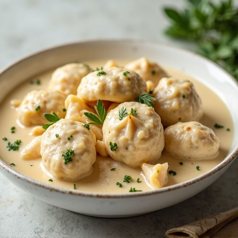Healthy Creamy Chicken and Tender Dumplings