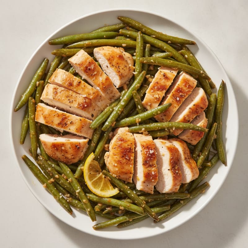 Garlic-Parmesan Roasted Green Beans with Chicken