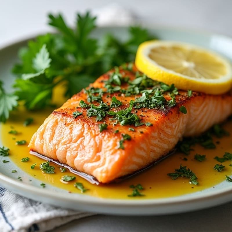 Herb-Crusted Pan Seared Salmon with Lemon