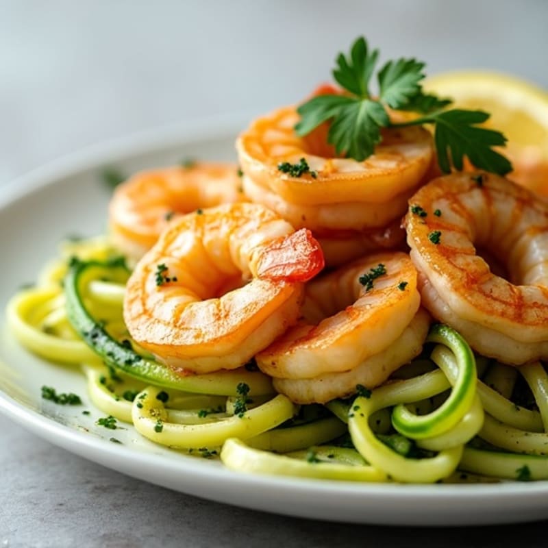 Pan-Seared Garlic Butter Shrimp with Fresh Zucchini Noodles