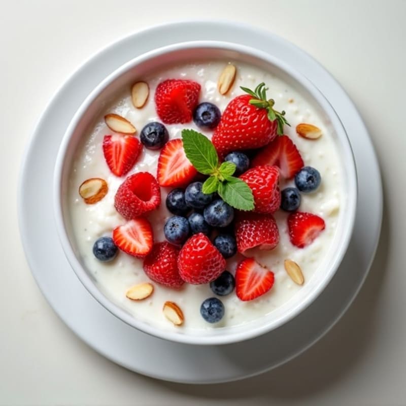 Creamy Greek Yogurt with Fresh Berries and Crunchy Almonds