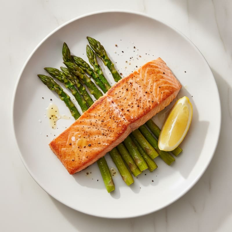 Pan-Seared Salmon with Roasted Asparagus