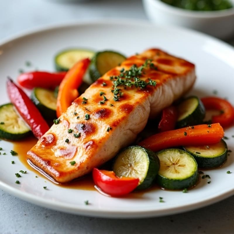 Teriyaki Glazed Salmon with Roasted Vegetables