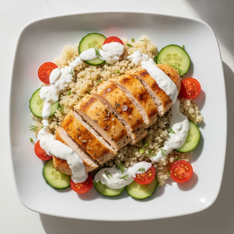 Lemon-Herb Chicken with Yogurt Sauce