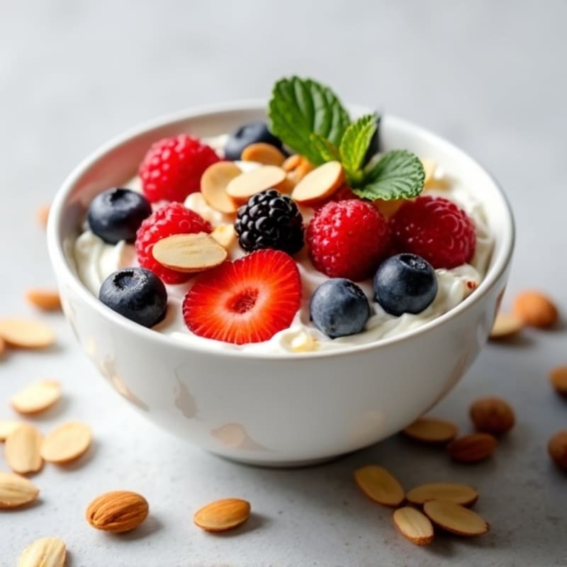 Creamy Greek Yogurt with Fresh Berries and Crunchy Almonds