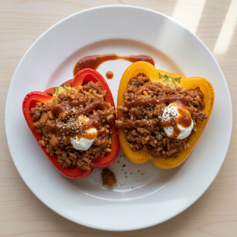 Beef and Rice Stuffed Bell Peppers
