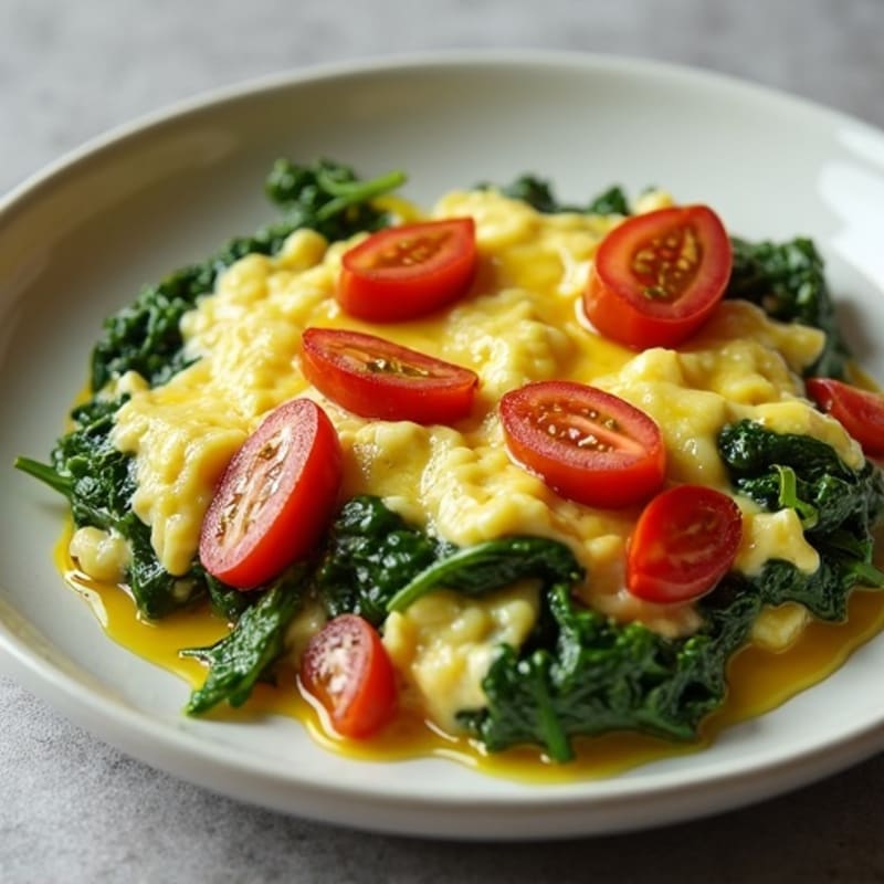 Egg White Spinach Scramble with Turkey Sausage