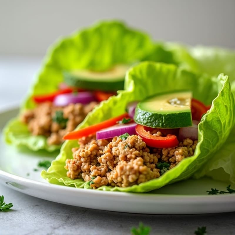 Ground Chicken Lettuce Wraps with Creamy Avocado