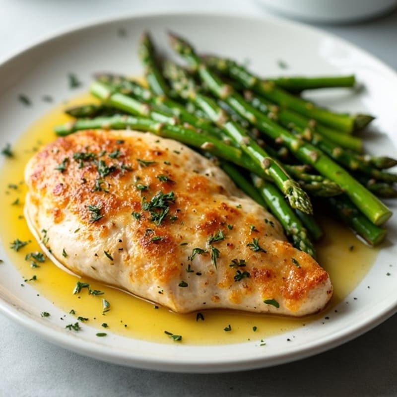 Lemon Herb Baked Chicken Breast with Roasted Asparagus