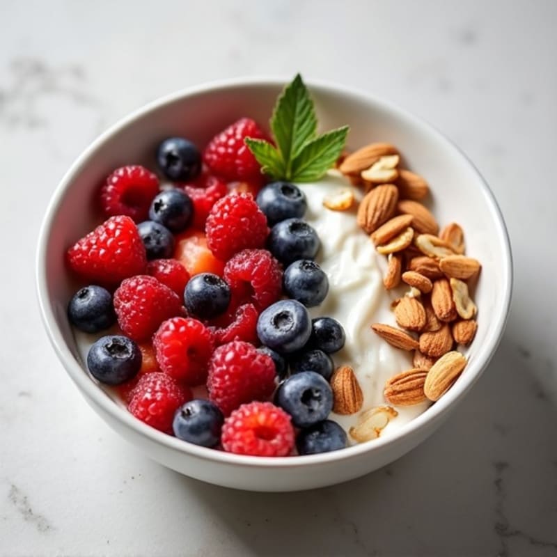 Protein-Packed Berry Yogurt Bowl with Honey-Glazed Nuts