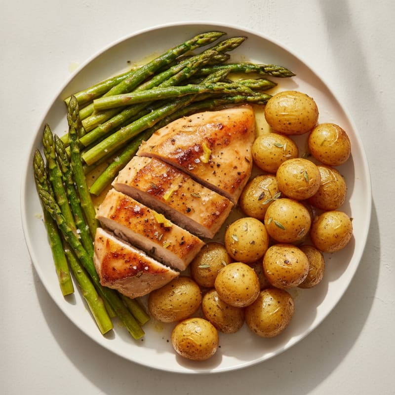 Lemon-Herb Roasted Chicken with Asparagus