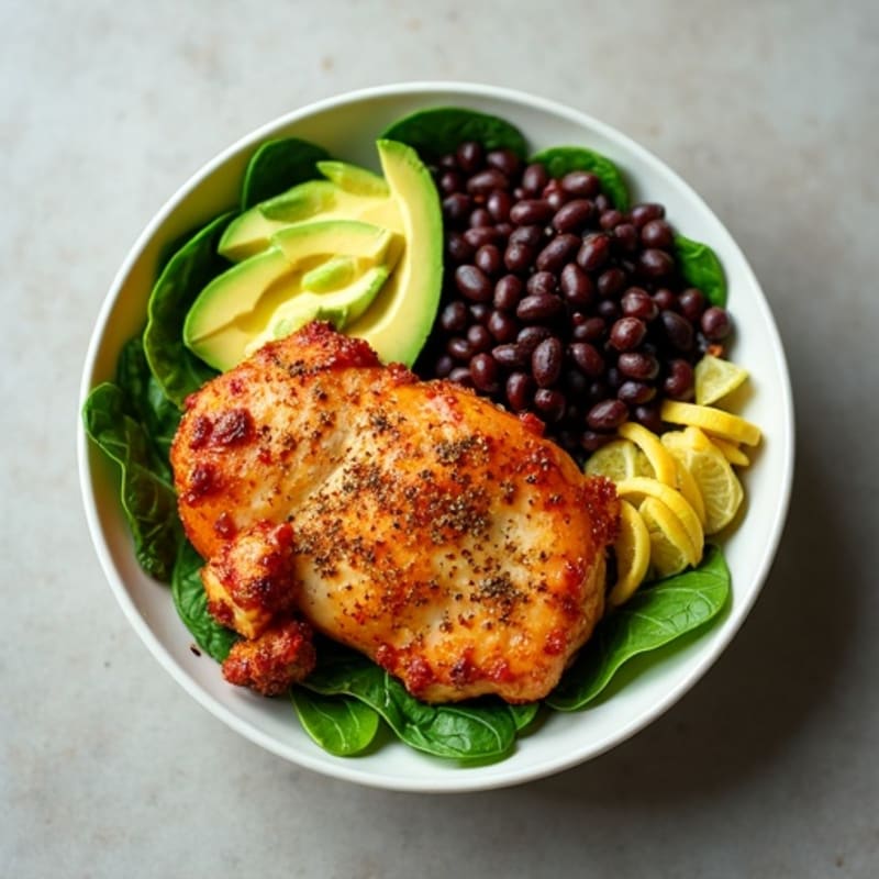 Chili-Lime Roasted Chicken Bowl with Black Beans and Creamy Avocado