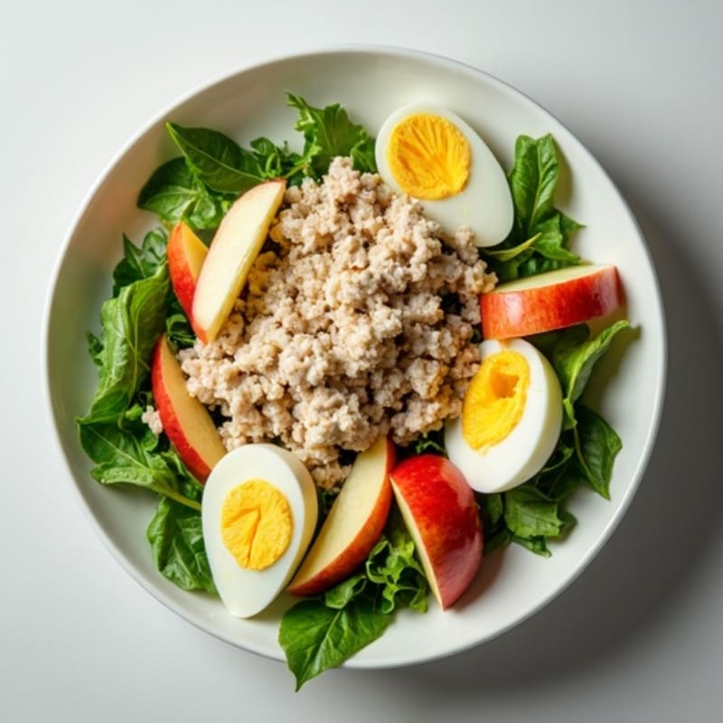 Tuna Salad with Mixed Greens and Hard-Boiled Eggs