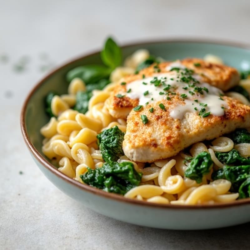 Creamy Chicken and Spinach Whole Wheat Pasta