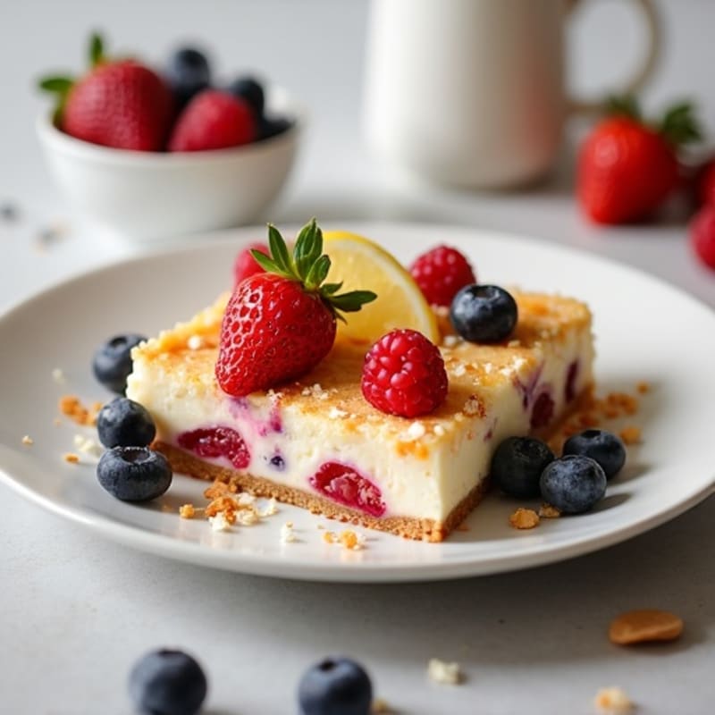Creamy Cottage Cheese Lemon Berry Protein Bake
