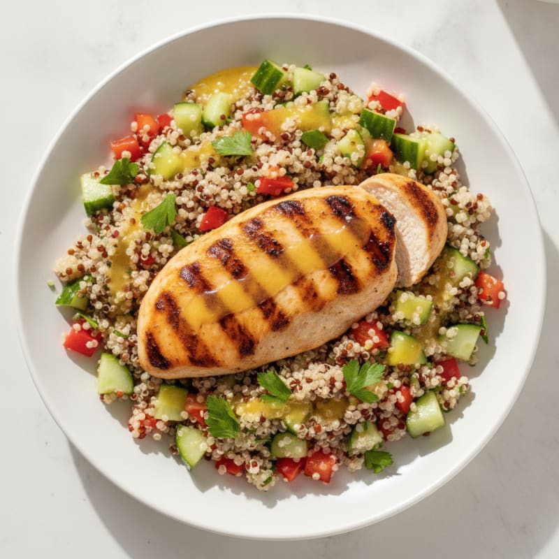 Grilled Chicken Breast with Crunchy Quinoa Salad