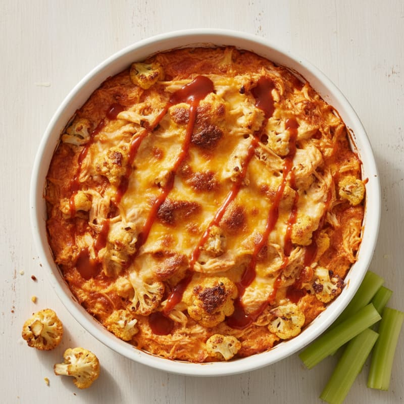 Creamy Buffalo Chicken Dip Bake
