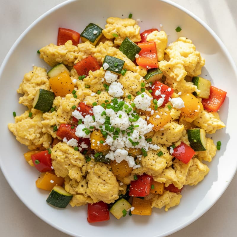Hearty Scrambled Eggs with Roasted Vegetables