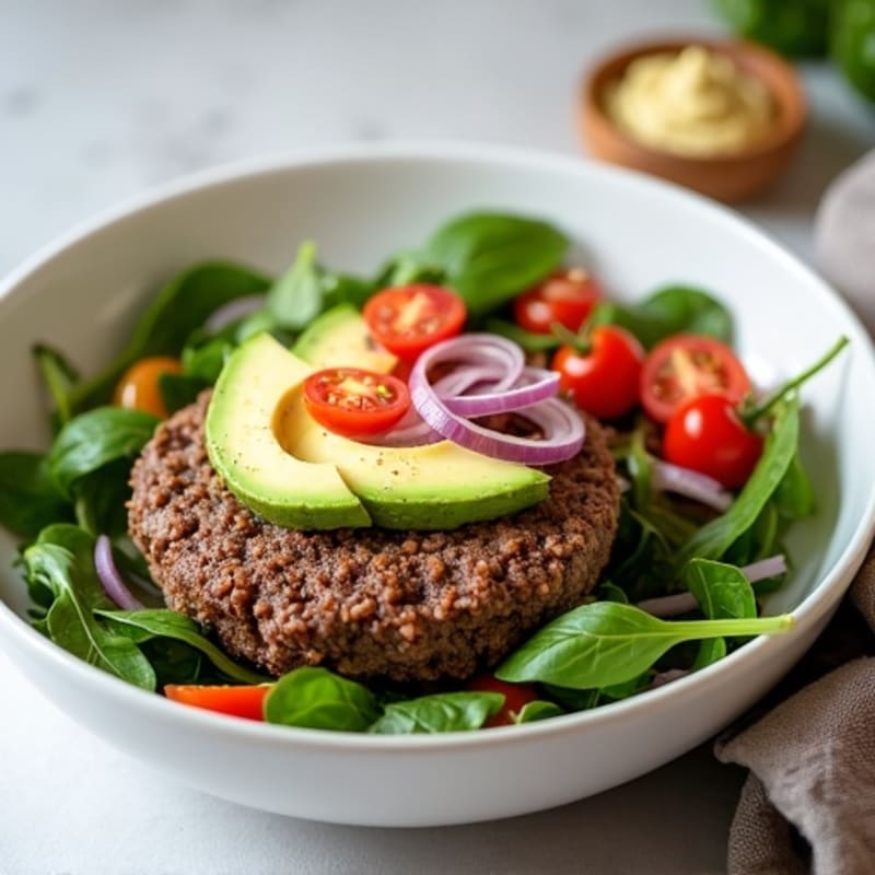 Savory Lean Ground Beef Burger Bowl with Tangy Dressing