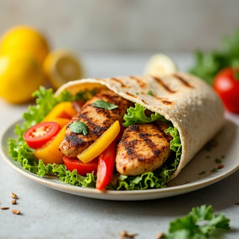 Lemon Herb Grilled Chicken and Crisp Veggie Wrap