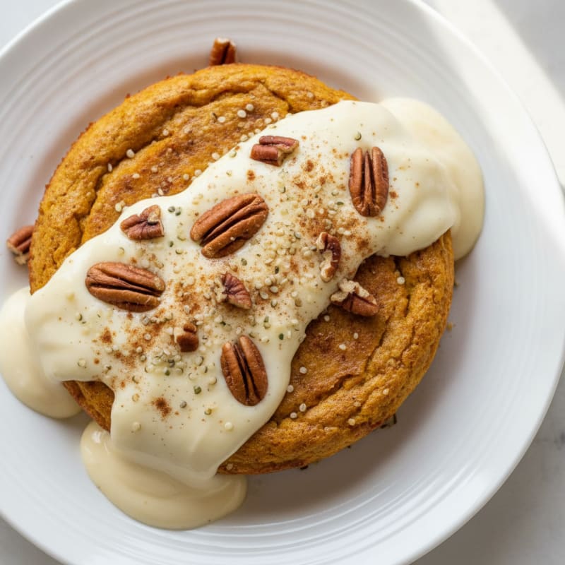 Pumpkin Spice Air-Fried Pudding with Vanilla Topping