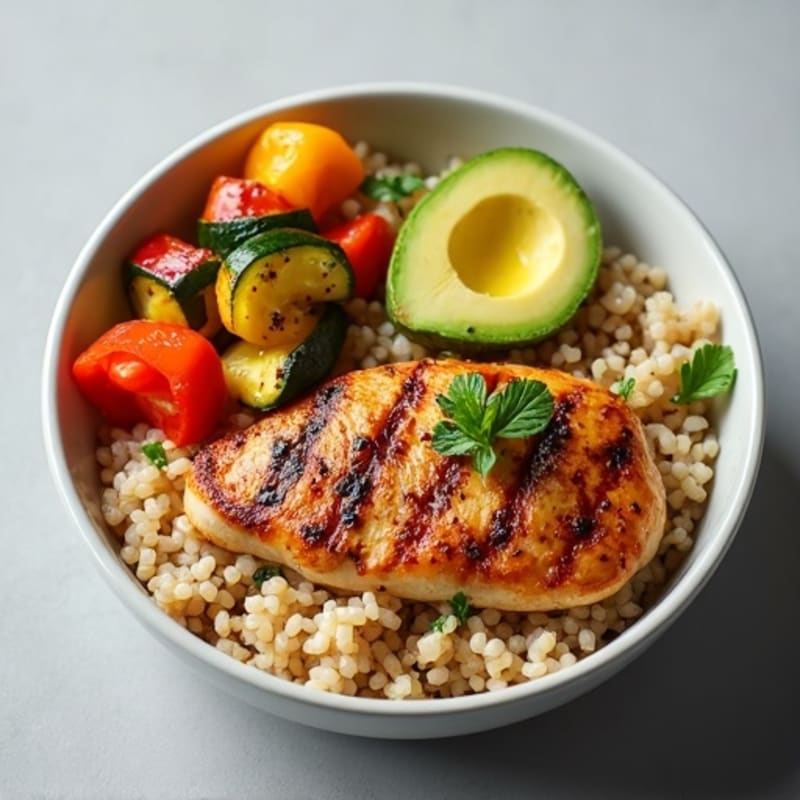 Grilled Chicken and Vegetable Rice Bowl