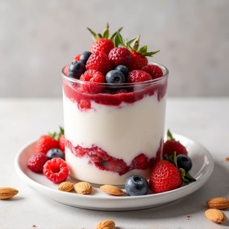 Greek Yogurt Protein Parfait with Mixed Berries and Almonds