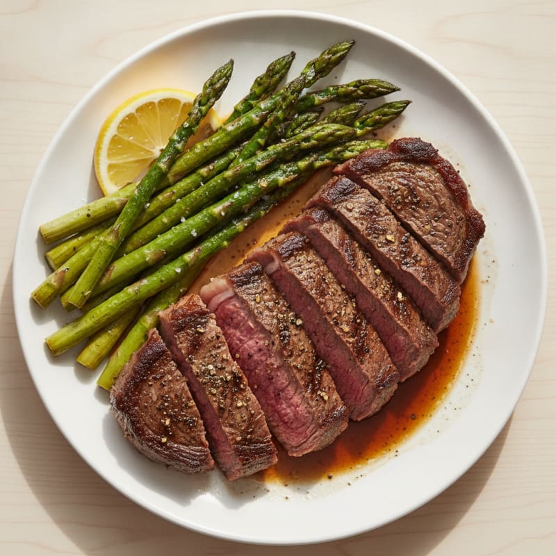 Pan-Seared Ribeye with Roasted Asparagus