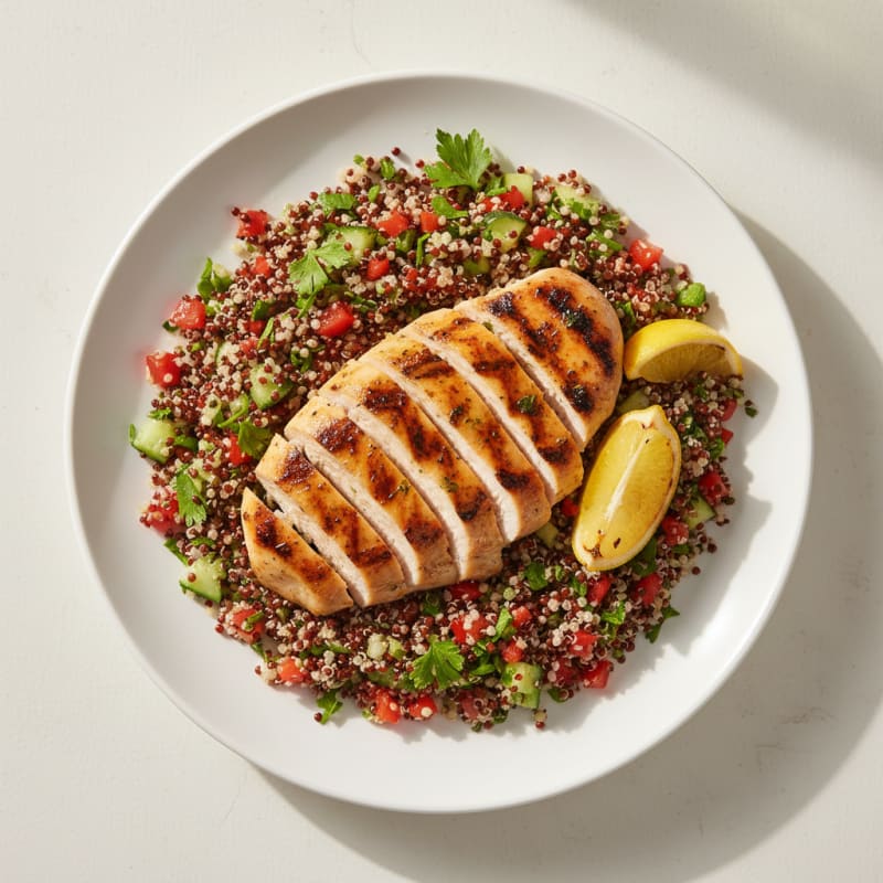 Grilled Chicken Breast with Crunchy Quinoa Salad