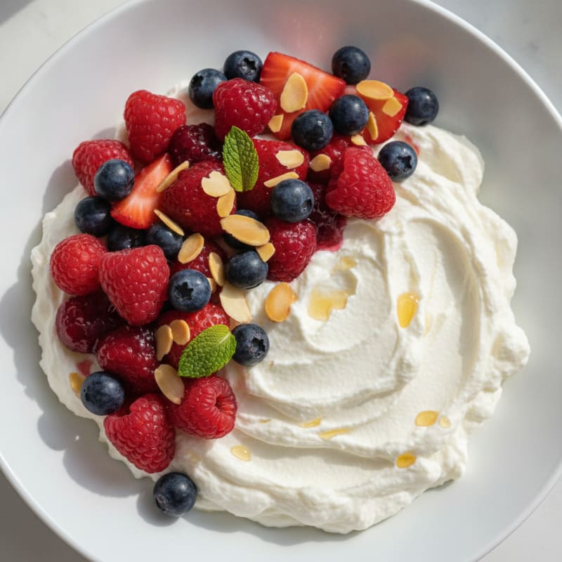 Greek Yogurt Protein Mousse with Mixed Berries